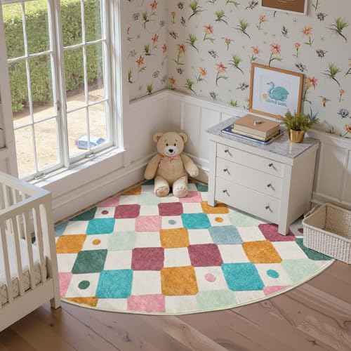 Corner Rug Washable Kids Rug Colorful Reading Nook Mat Confetti (25 Sq Ft)
