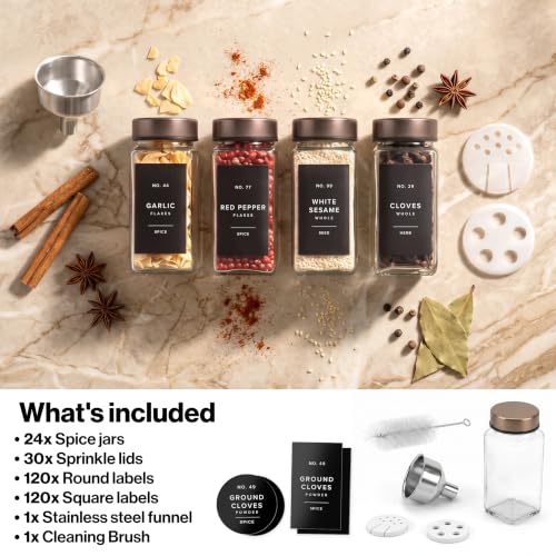 Glass Spice Jars with Label (24 Count)