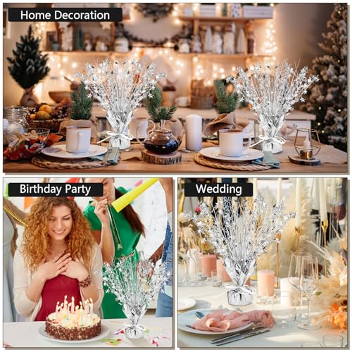 18 Pcs Silver Foil Spray Centerpiece Table Decoration for Wedding