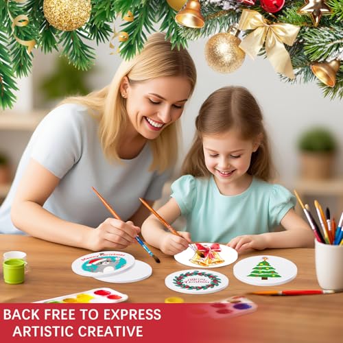 50 PCS Ceramic Sublimation Ornament Blanks Bulk 3 Inch White Round Crafts DIY Personalized Printed Home Porcelain Paintable Christmas Decorations (50 Count)