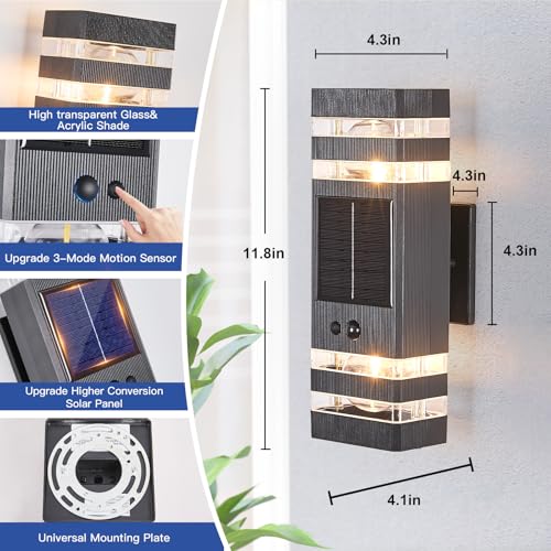 2 Pack Solar Outdoor Wall Lights with 3 (2 Count)