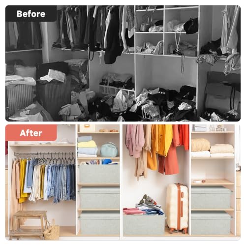 Storage Bins With Lids Closet Organizer Cabinet Box For Clothes (4 Count)