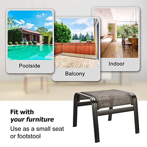 Patio Footstools Outdoor Foot Rest Aluminum Ottomans Samll Seat Wicker Furniture Patio Ottoman 2 Pieces Brown (2 Count)