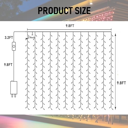 300 LED Curtain String Lights