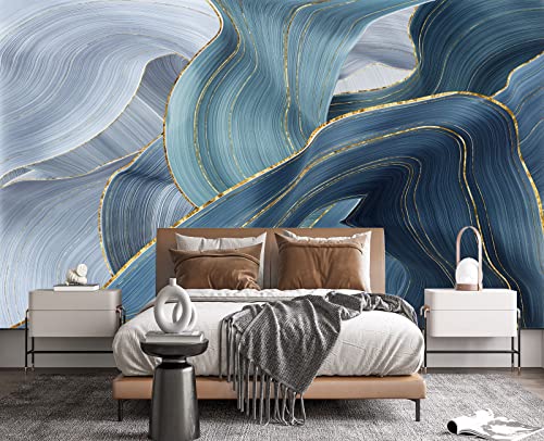 Gilding Marble Blue wall Mural Wallpaper for Bedroom 103" x 69" (49.35 Sq Ft)