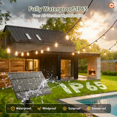 102FT(96+6) Solar String Lights Outdoor,Waterproof Dimmable 48+4 LED (102 Foot)