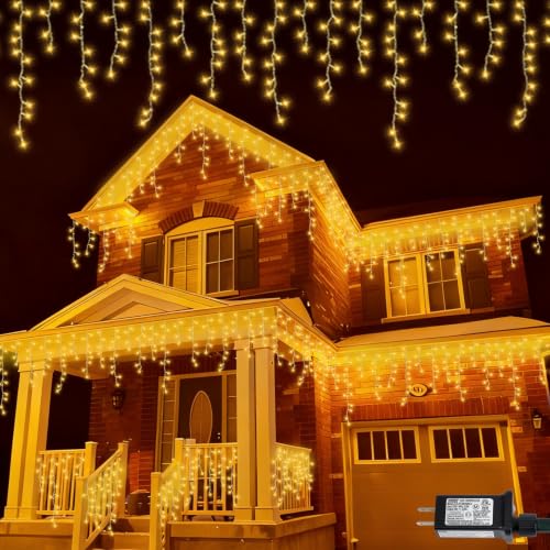 Warm White Icicle Lights for Outside (33 Foot)