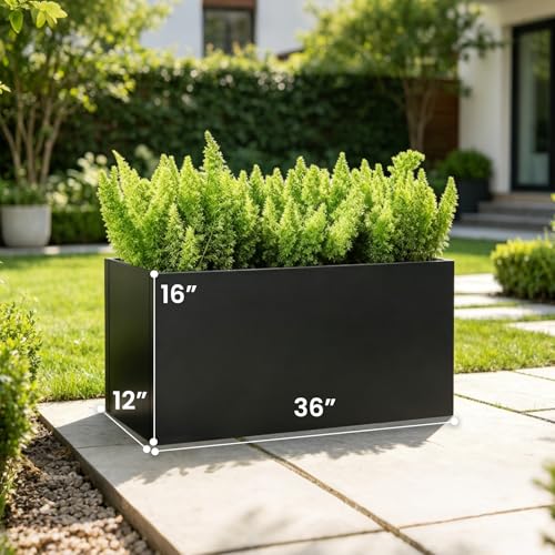 Metal Rectangular Planter Box 36" L x 12" W x 16" H Metal Outdoor Planter