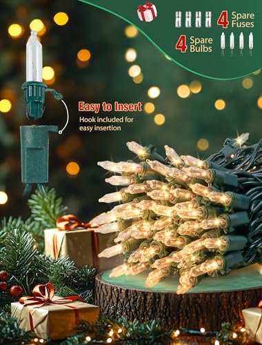Clear Christmas Lights Set 2 Pack 50 Count Green Wire Mini Lights (26 Foot)