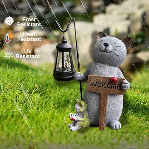 Cat Garden Statue with Solar Lantern