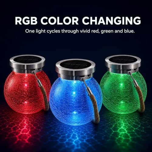 Solar Glass Jar Lantern RGB Color Changing (2 Count)
