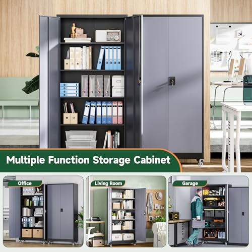 Metal Garage Storage Cabinets with Lock Door and Adjustable Shelves