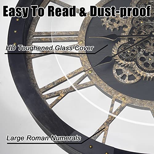 30" Large Wall Clock Moving Gears
