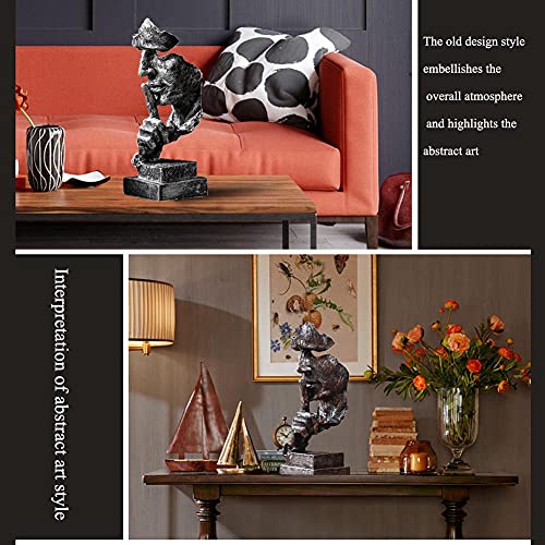 Silence is a Golden Statue Modern Mens Creative Office Home Room Decorations Sculpture Friends Bookshelf Decorative 4.7 x 4.3 x 13.18in