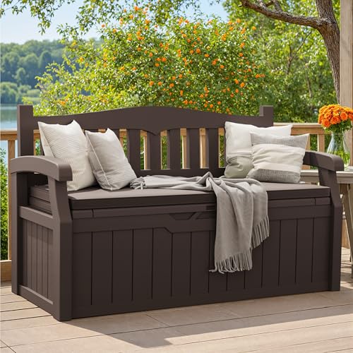 80 Gallon Outdoor Storage Bench Deck Box with Cushion