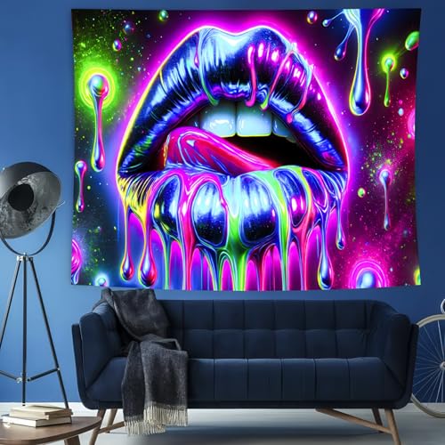 Blacklight Tapestry Geometric Dripping Wall Art 78 x 59 Inch