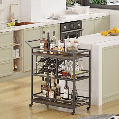 Bar Cart for The Home with Wine Rack and Glasses Holder
