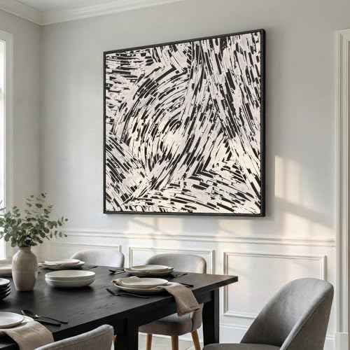 Extral Large Framed Black White Abstract Wall Art for Living Room