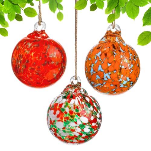 Set of 3 Hand Blown Glass Ball Ornament 2.3in Hanging Glass Gazing Balls