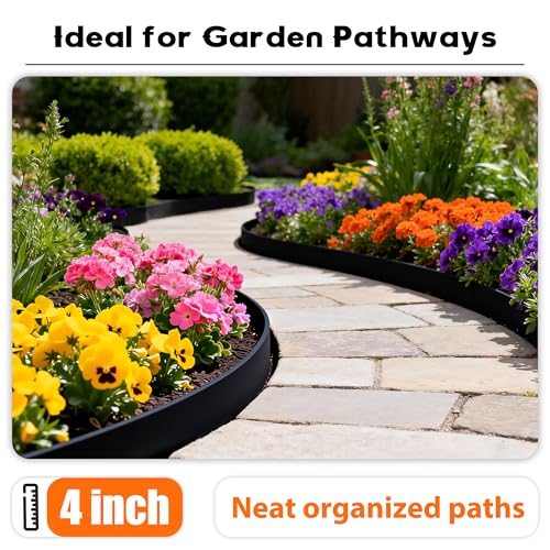 4 inch Tall Landscape Edging Kit 120FT Garden Edging with 210 Spikes for Lawn Edging and Flower Beds