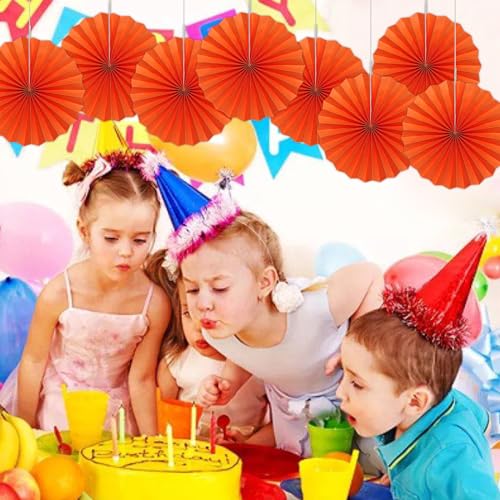 Orange Birthday Decorations DIY Orange Paper Fans Hanging Decoration 12in (30 Count)