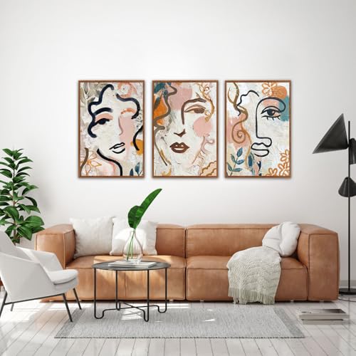 KAlRNE Boho Matisse Framed Abstract Woman Large Wall Art Set (3 Count)