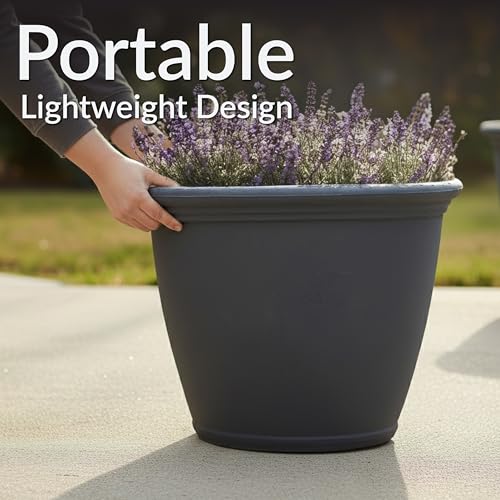 Sunnydaze Anjelica 20'' Large Plastic Planter Pot for Plants (2 Count)