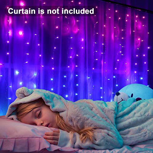Pink Purple & Blue Ombre LED Curtain Lights with Remote