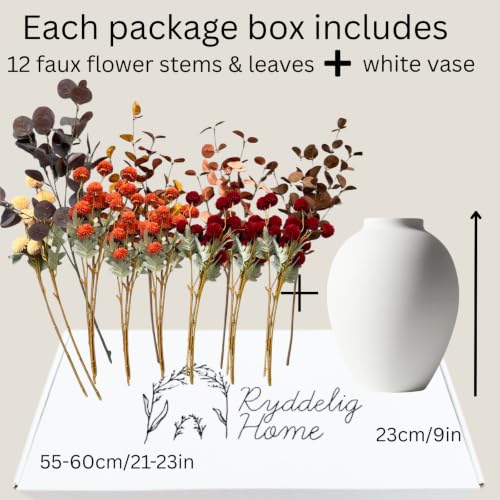 Orange Fall Flower Arrangement with Vase (12 Count)