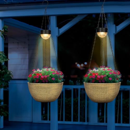 2 Pack Solar Hanging Planters for Plants Outdoor (2 Count)