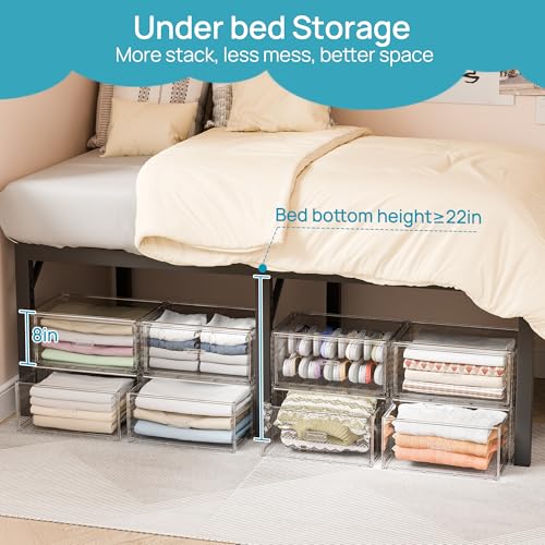3 Pack Large Clear Stackable Storage Drawers 23QT (3 Count)