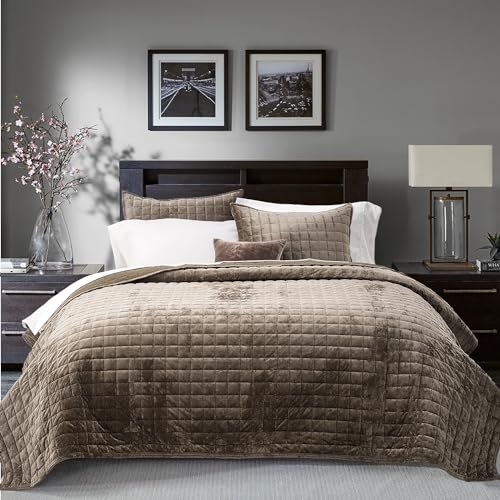 Channel Box Stitch Velvet Quilt Set