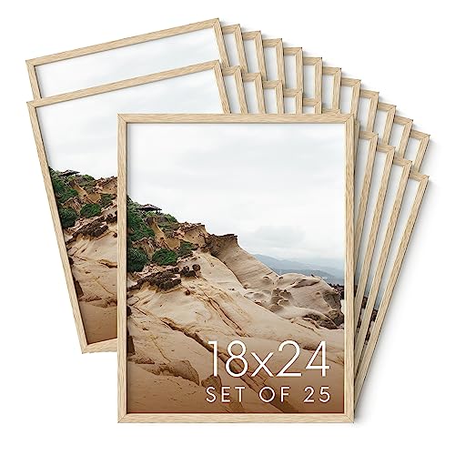18x24 Natural Oak Wood Picture Frames Set of 25