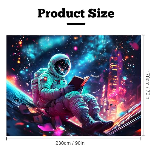 Blacklight Space Astronaut Tapestry UV Reactive Galaxy Planet Glow in Dark Tapestries Black Light Poster Neon Wall Hanging Art for bedroom Living Room