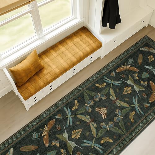 Dark Green 2'6"x10' Long Runner Rugs for Hallway (25 Sq Ft)