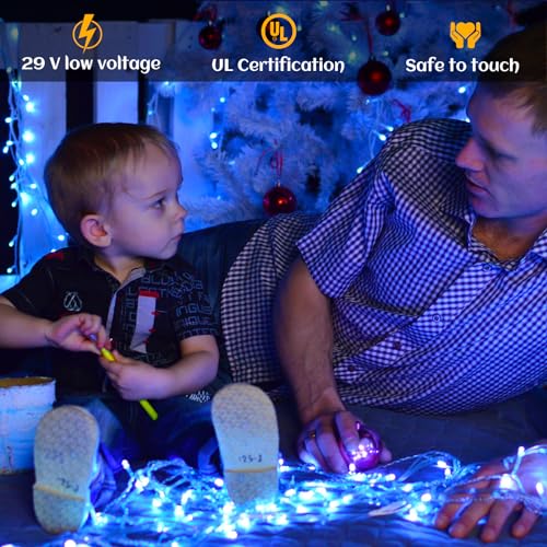 Blue Christmas Lights Outdoor 66ft 640LED Icicle Lights for Outside House