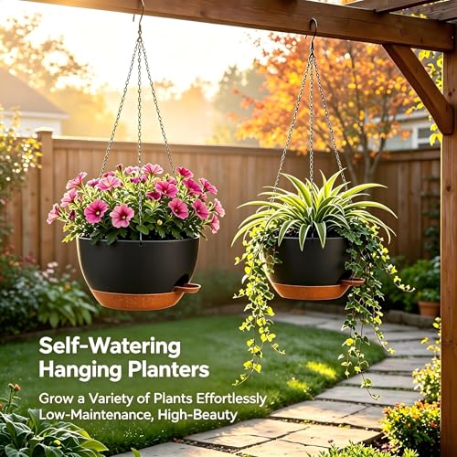 12 Inch Self Watering Hanging Planters 2 Pack (2 Count)
