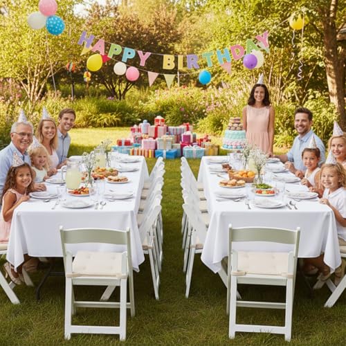 White Tablecloths for 8 Foot Rectangle Tables (8 Count)