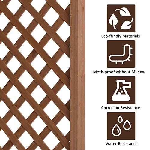 Brown 7FT Wooden Garden Arbor Arch Trellis for Climbing Roses
