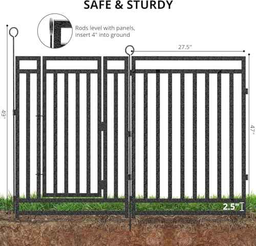 54ft (L) × 47in (H), 21 Panels & 3 Gates Garden Fence, Durable Outdoor Yard Barrier, Secure Garden Fencing, Weather-Resistant Fence for Privacy & Decoration, Black-Silver