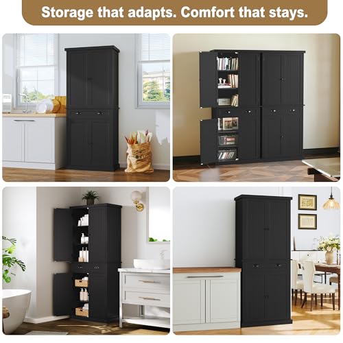 72" Tall Freestanding Pantry & Kitchen Storage Cabinet