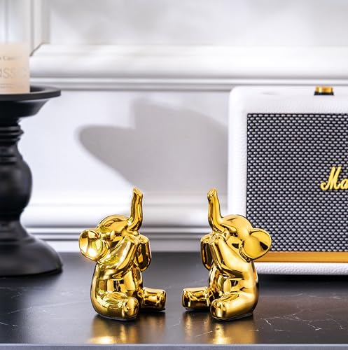Pair of Small Gold Elephant Figurines (2 Count)