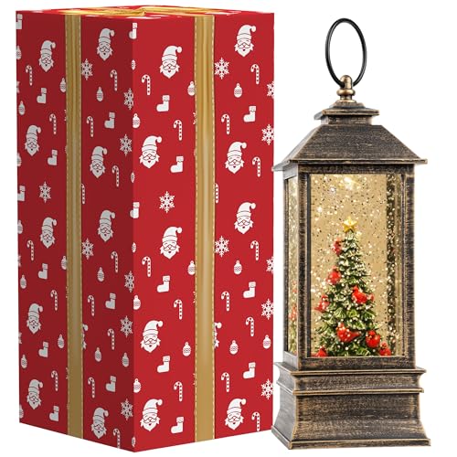 Christmas Snow Globe Lantern Water Glittering Christmas Tree with Music