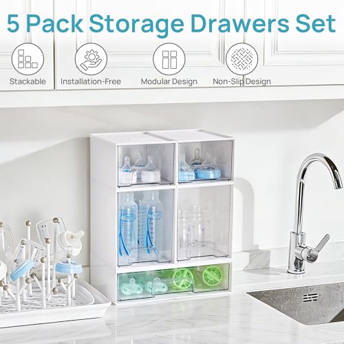 Stackable Storage Drawers Set of 5 (5 Count)