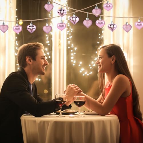 24 Pcs Valentine’s Day Heart Shaped Ornaments for Tree Decorations (24 Count)