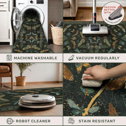 Dark Green Area Rugs 5x7 for Living Room (35 Sq Ft)