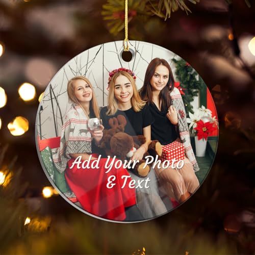 Personalized Best Friend Photo Christmas Ornament Bestie Round Acrylic Ornament with Picture