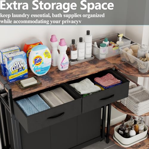 L Shaped Laundry Hamper Laundry Basket with 3 Section Pull