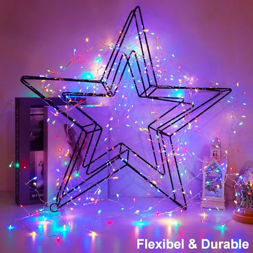 2 Pack Total 20Ft 400LED Cluster Fairy Lights Battery Operated with Timer (400 Count)