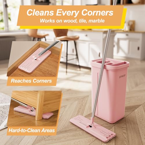 Pink Mop and Bucket with Wringer Set for Home